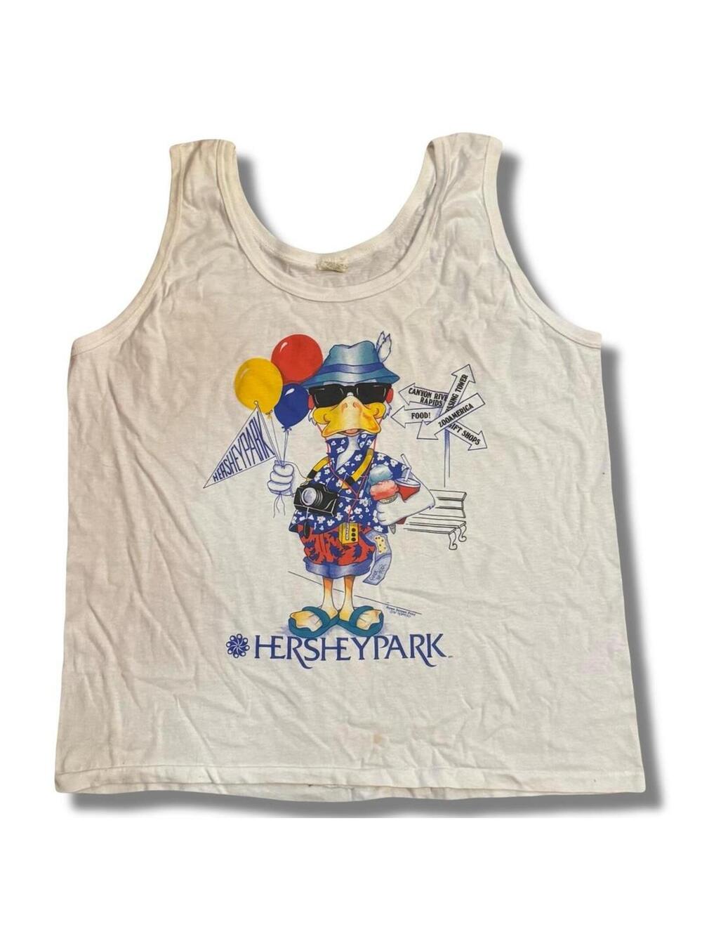 Vintage 80s Hershey Park white tank top shirt - Size M